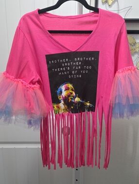 Upcycled Fringe Tulle Sleeve